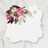 Elegant Burgundy Blush en Pink Weddenschap Harteli Bedankjes Labels (Achterkant)