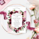 Elegant Burgundy Blush en Roze Geometrische Floral Kaart<br><div class="desc">Vaste vrienden en familie met deze elegante trouwuitnodiging met een voortreffelijk hexagon waterverf floral lijst in een prachtig mengsel van bogundy, bessen, wazige en roze tinten. Fijne bruine, bessen en roze huiden waterverf die achter het lijst vallen, en op de rug van de kaart. Mogelijkheid om "samen met hun ouders"...</div>