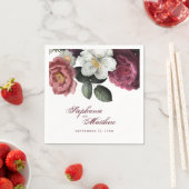 Elegant Burgundy Blush Floral Botanical Wedding Servet (Insitu)