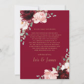Elegant Burgundy Blush Floral Circle Gold Wedding Bedankkaart (Achterkant)