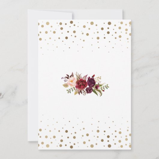Elegant Burgundy Blush Floral Gold Baby shower Kaart (Achterkant)