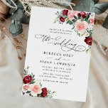 Elegant Burgundy Blush Floral Greenery Wedding Kaart<br><div class="desc">Dit elegante collectie is voorzien van waterverf,  glansbloem en bloem met groene bladeren,  in combinatie met een klastige serif en een delicaat sans lettertype in het zwart,  met een monogram op de achterkant. Overeenkomende objecten beschikbaar.</div>