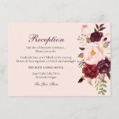 Elegant Burgundy & Blush Floral Reception Enclosur Informatiekaartje (Voorkant)