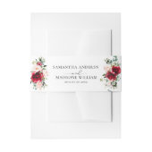 Elegant Burgundy Blush Floral Roses Wedding Uitnodigingen Wikkel (Voorkant Voorbeeld)