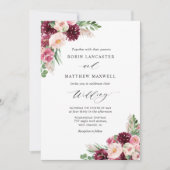 Elegant Burgundy Blush Floral Sprays Wedding Kaart (Voorkant)