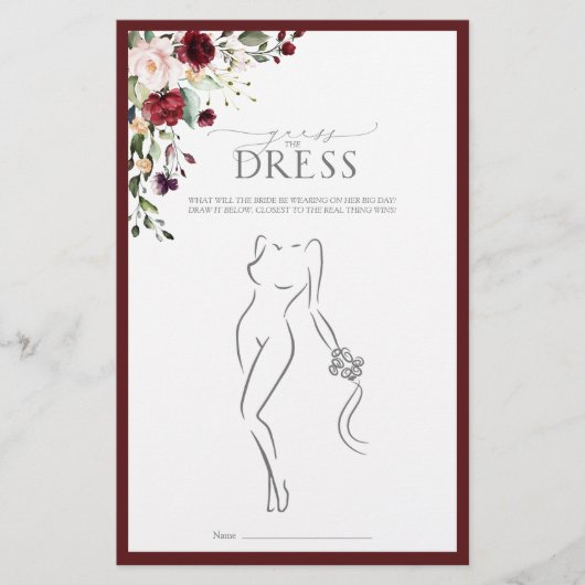 Elegant Burgundy Blush Floral Vrijgezellenfeest Ga (Voorkant)