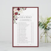 Elegant Burgundy Blush Floral Vrijgezellenfeest Ga (Staand voorkant)