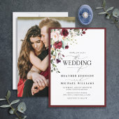 Elegant Burgundy Blush Floral Waterverf foto Kaart