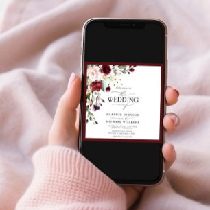 Elegant Burgundy Blush Floral Waterverf foto Kaart