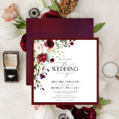 Elegant Burgundy Blush Floral Waterverf Script Kaart