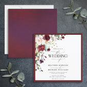Elegant Burgundy Blush Floral Waterverf Script Kaart