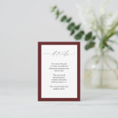 Elegant Burgundy Blush Floral Wedding Details Informatiekaartje (Staand voorkant)