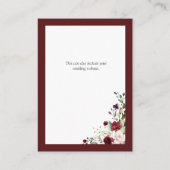 Elegant Burgundy Blush Floral Wedding Details Informatiekaartje (Achterkant)