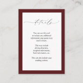 Elegant Burgundy Blush Floral Wedding Details Informatiekaartje (Voorkant)