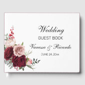 Elegant Burgundy Blush Floral Wedding Guest Book Gastenboek (Voorkant)