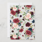 Elegant Burgundy & Blush Floral Wedding Invitation Kaart (Achterkant)