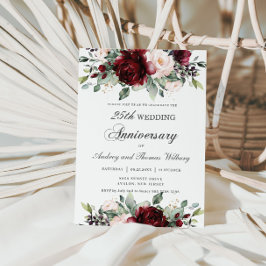 Elegant Burgundy Blush Floral Wedding Jubileum Kaart