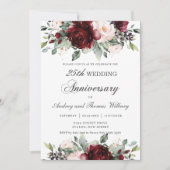 Elegant Burgundy Blush Floral Wedding Jubileum Kaart (Voorkant)