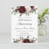 Elegant Burgundy Blush Floral Wedding Jubileum Kaart (Staand voorkant)