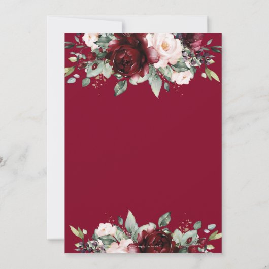 Elegant Burgundy Blush Floral Wedding Jubileum Kaart (Achterkant)