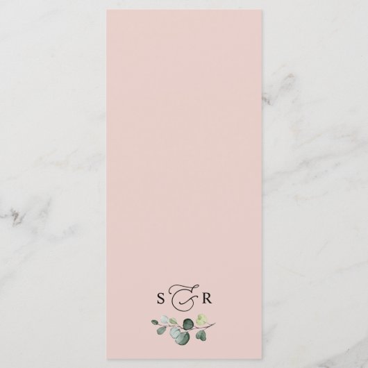 Elegant Burgundy Blush Floral Wedding Menu (Achterkant)