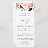 Elegant Burgundy Blush Floral Wedding Menu (Voorkant / Achterkant)
