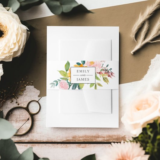 Elegant Burgundy Blush Floral Wedding Monogram Uitnodigingen Wikkel