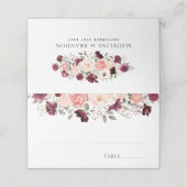 Elegant Burgundy Blush Floral Wedding Plaatskaartje (Buitenkant ongevouwen)