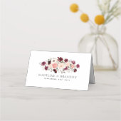 Elegant Burgundy Blush Floral Wedding Plaatskaartje (Achterkant)