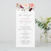 Elegant Burgundy Blush Floral Wedding Programme (Staand voorkant)