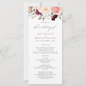 Elegant Burgundy Blush Floral Wedding Programme (Voorkant)