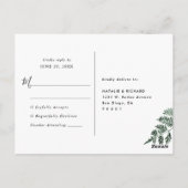 Elegant Burgundy Blush Floral Wedding Rsvp Briefkaart (Achterkant)