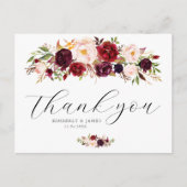Elegant burgundy & blush flower bruiloft briefkaart (Voorkant)