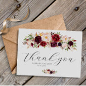 Elegant burgundy & blush flower bruiloft briefkaart