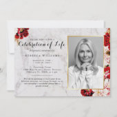 Elegant Burgundy Blush Foto: Viering van het leven Kaart (Voorkant)