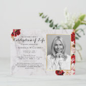 Elegant Burgundy Blush Foto: Viering van het leven Kaart (Staand voorkant)