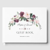 Elegant Burgundy Blush Ivory Floral Wedding Gastenboek (Voorkant)