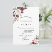 Elegant Burgundy Blush Ivory Floral Wedding RSVP Kaartje (Staand voorkant)
