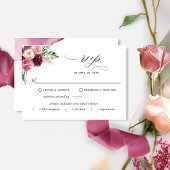 Elegant Burgundy Blush, met /zonder maaltijdopties RSVP Kaartje