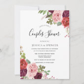 Elegant Burgundy Blush Mint Couples Shower Invite Kaart (Voorkant)