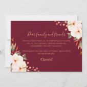 Elegant Burgundy Blush Oranje Floral Bedankkaart (Achterkant)