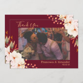Elegant Burgundy Blush Oranje Floral Bedankkaart (Voorkant / Achterkant)