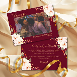 Elegant Burgundy Blush Oranje Floral Bedankkaart