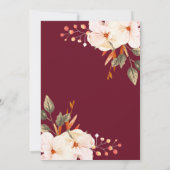 Elegant Burgundy Blush Oranje Floral Wedding Kaart (Achterkant)