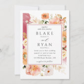 Elegant Burgundy, Blush, Peach Botanical Weddensch Kaart (Voorkant)