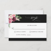 Elegant Burgundy Blush Pink and Black RSVP Card (Voorkant)