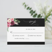 Elegant Burgundy Blush Pink and Black RSVP Card (Staand voorkant)