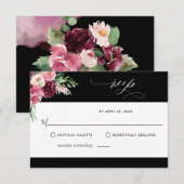 Elegant Burgundy Blush Pink and Black RSVP Card (Voorkant / Achterkant)