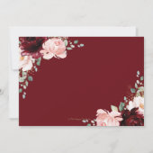 Elegant Burgundy Blush Pink Floral Rozen Weddensch Save The Date (Achterkant)