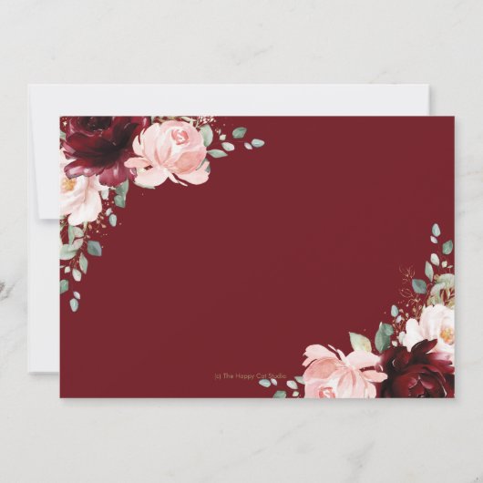 Elegant Burgundy Blush Pink Floral Rozen Weddensch Save The Date (Achterkant)